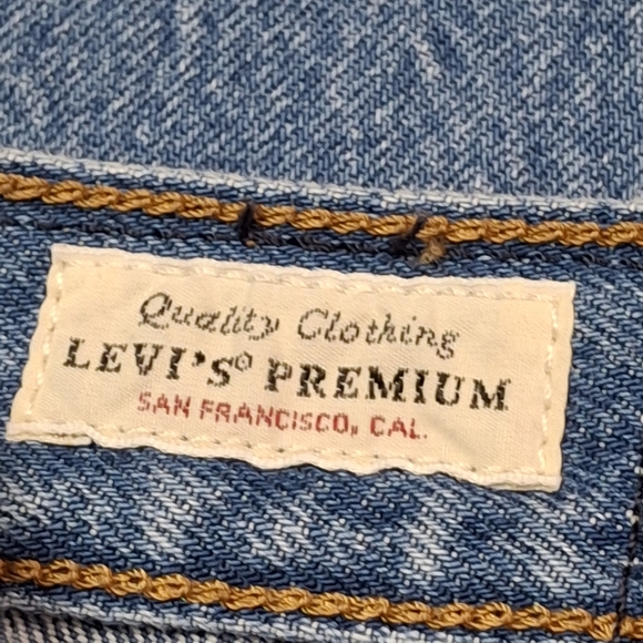 Levi's Wedgie Blue Denim Straight Tapered Leg Distressed Jeans Women Size 24 - Picture 2 of 16